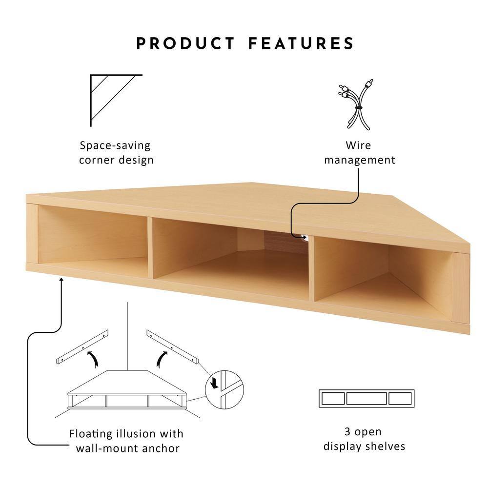 Maple Corner Floating TV Console with Open Shelves