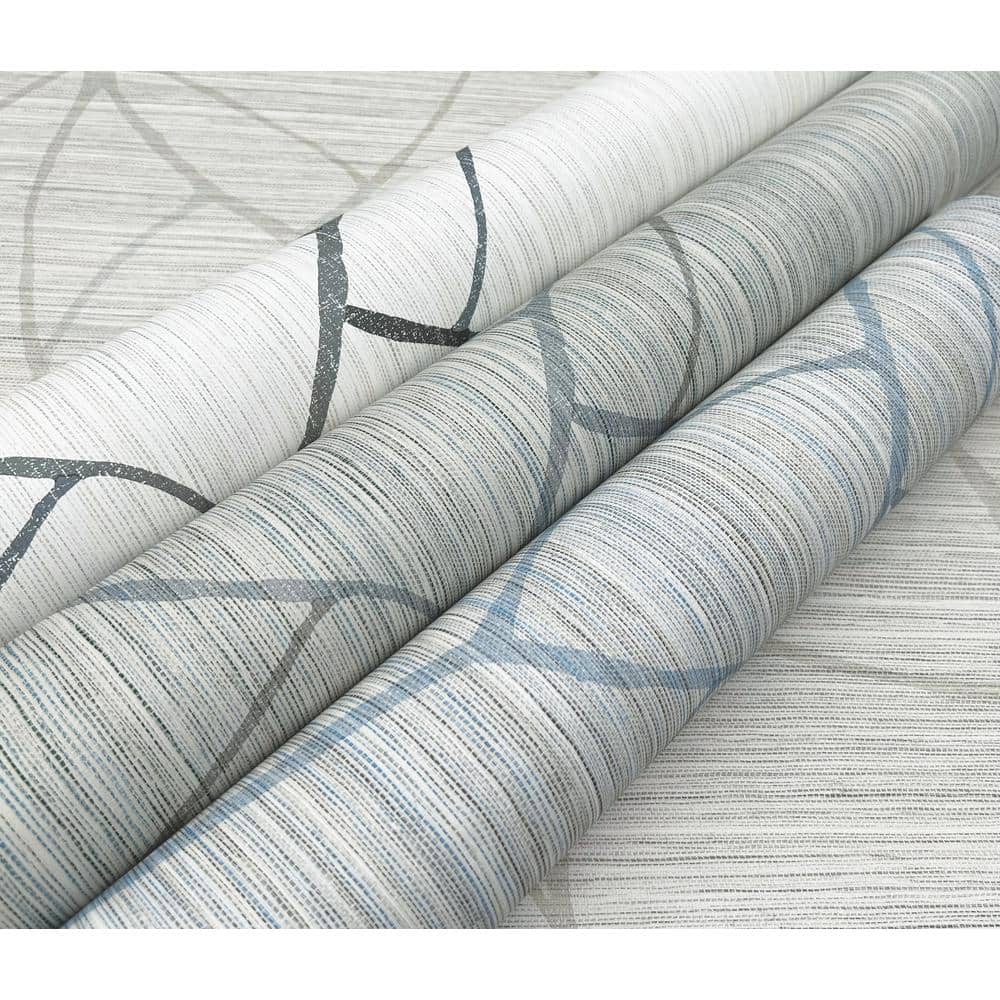 Ivory and Gray Grasscloth Non-Pasted Wallpaper