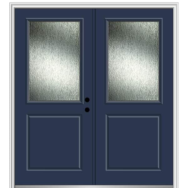 MMI Door 72 in. x 80 in. Left-Hand/Inswing Rain Glass Naval Fiberglass Prehung Front Door on 4-9/16 in. Frame