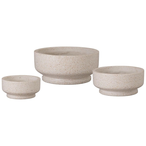 6 in., 7 in., and 9.5 in. H White, Yellow Terrazzo Round Planters  (Set of 3)