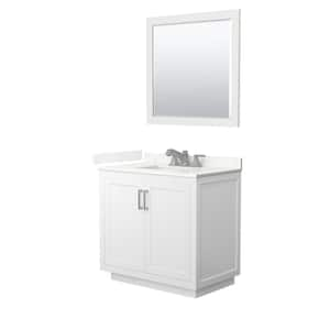 Miranda 36 in. W x 22 in. D x 33.75 in. H Single Bath Vanity in White with Giotto Quartz Top and 34 in. Mirror