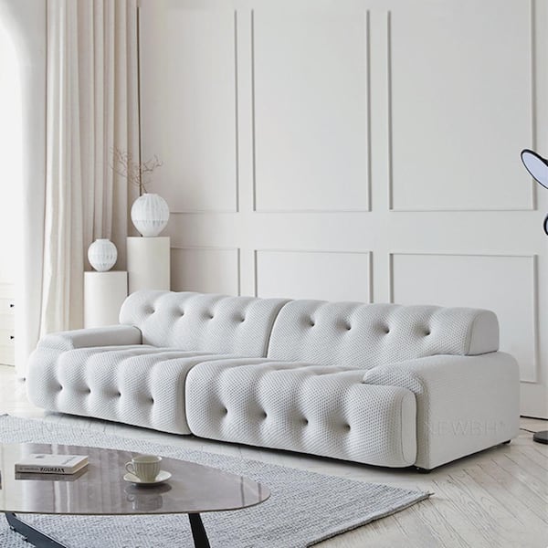 Magic Home Roche Oversized Loveseat 103 in. Armless 2-Piece 3D Mesh Polyester Modular Sectional Sofa Couch for Apartment in Gray