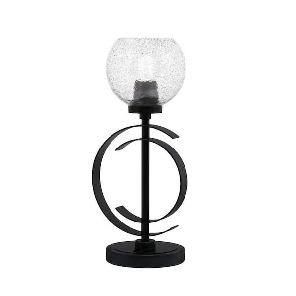 Unbranded Delgado 16.5 in. Matte Black Piano Desk Lamp with Smoke Bubble Glass Shade