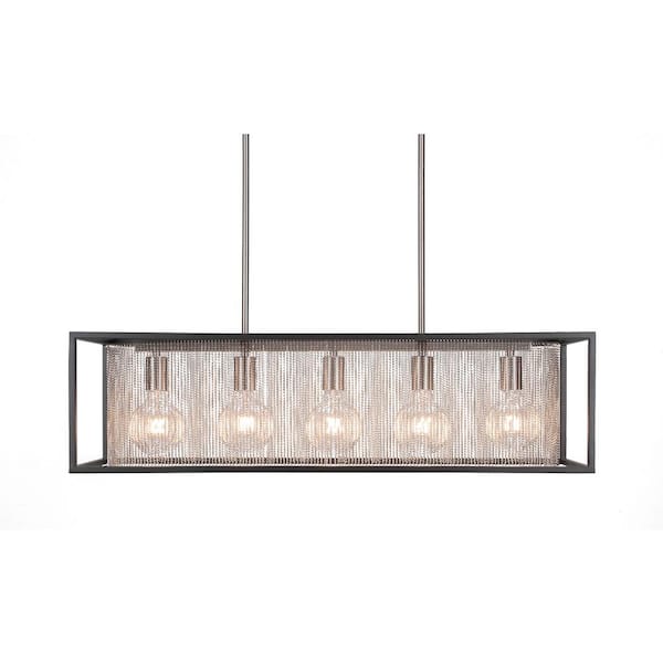 Unbranded Autumn 5-Light Matte Black and Brushed Nickel Billiard Light