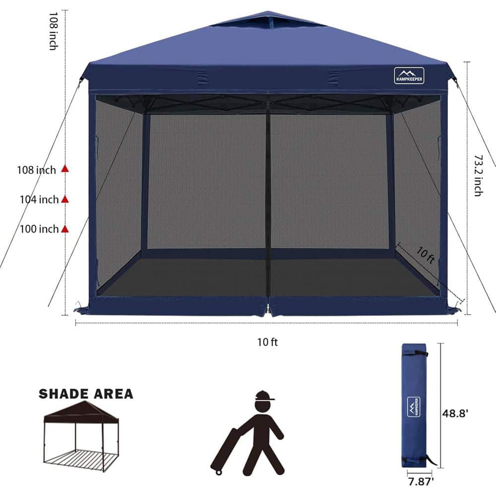 Navy Blue 10x10ft Pop-Up Canopy Tent with Mesh Walls
