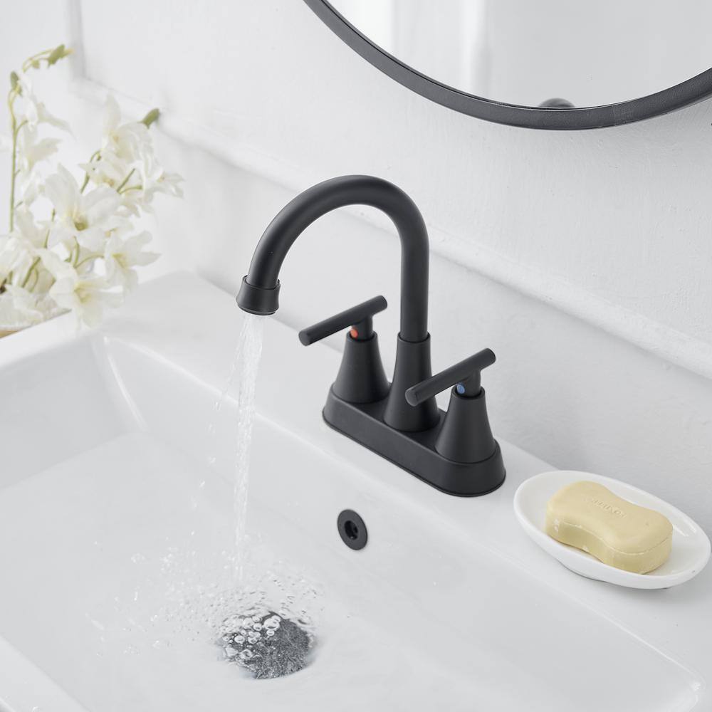 Matte Black Stainless Steel 2-Handle High-Arc Bathroom Faucet