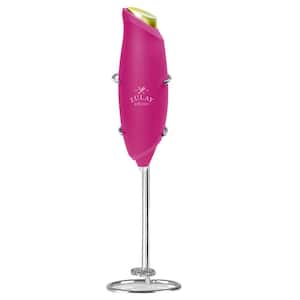 1-Touch Handheld Milk Frother - Hot Pink with Gold