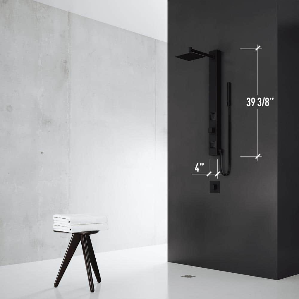 Orchid 39" Matte Black Aluminum Shower Panel System with Hand Wand