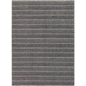 Galiano Charcoal 6 ft. 7 in. x 9 ft. Striped Indoor/Outdoor Area Rug