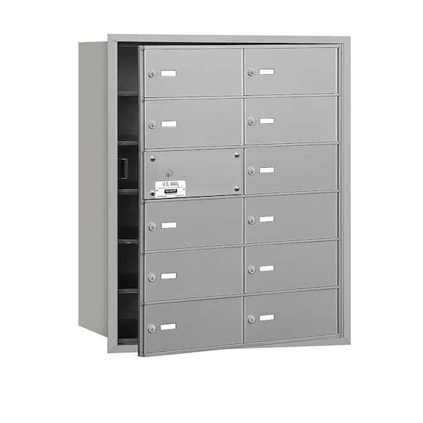 Salsbury Industries Aluminum USPS Access Front Loading 4B Plus Horizontal Mailbox with 12B Doors (11 Usable)