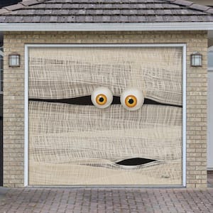 7 ft. x 8 ft. Mummy Face Halloween Garage Door Decor Mural for Single Car Garage