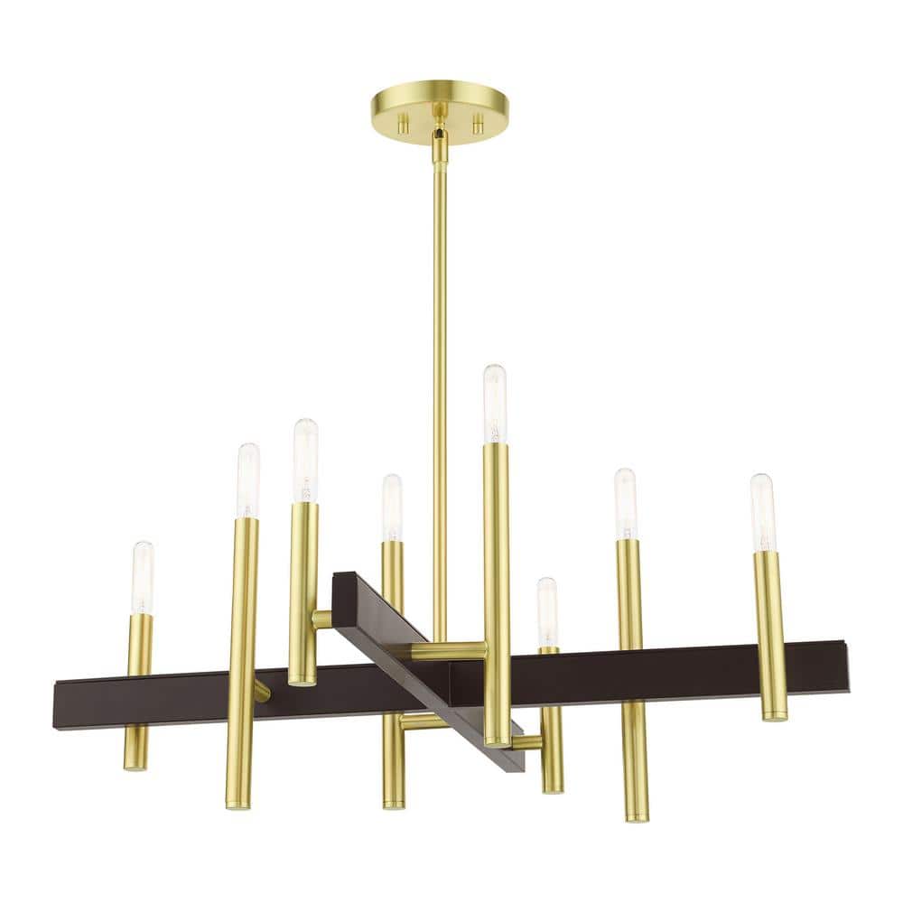 Denmark Satin Brass 8-Light Mid-Century Modern Chandelier