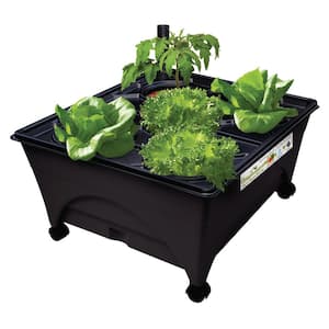 24.5 in. x 20.5 in. Patio Raised Garden Bed Kit with Hydroponic Watering System and Casters in Black