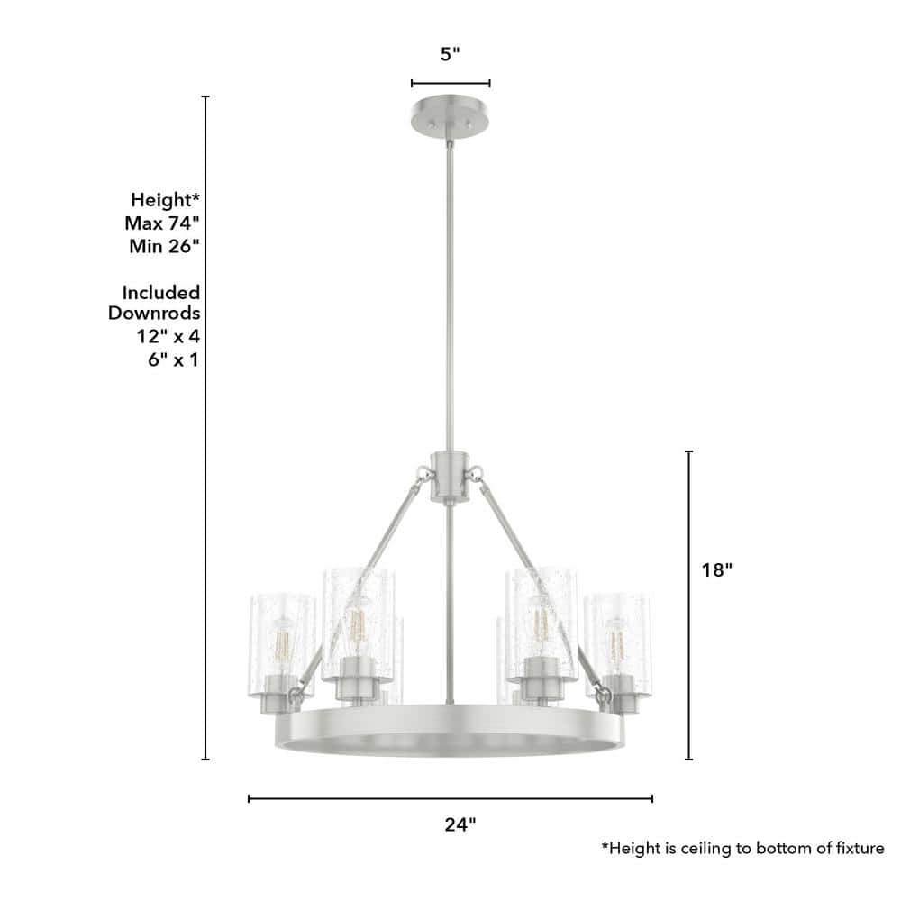 Hartland Brushed Nickel 6-Light Wagon Wheel Chandelier