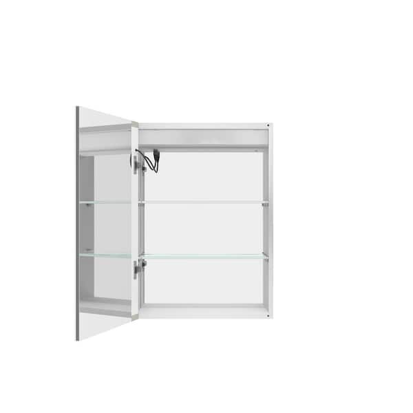 Cesicia 20 in. W x 28 in. H Anti-Fog LED Rectangular Silver Aluminum Recessed/Surface Mount Medicine Cabinet with Mirror