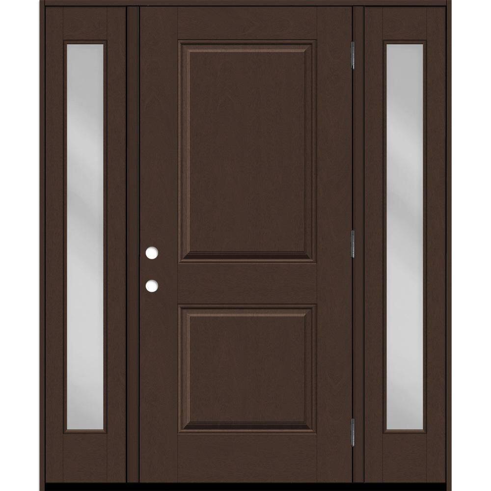 Regency 68 in. x 80 in. 2P Squaretop LHOS Chestnut Stain Mahogany Fiberglass Prehung Front Door w/Clear 14in. SLs 6-9/16 price history on PriceWatchPro