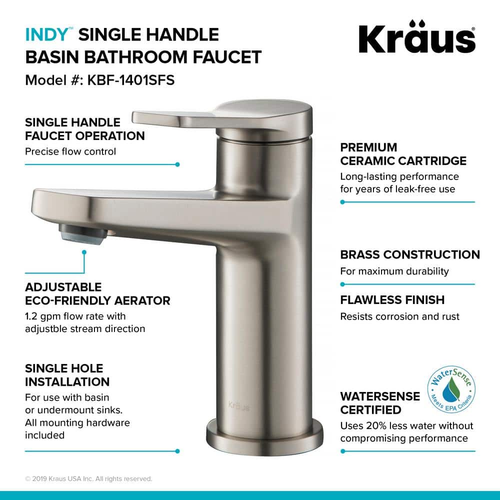 Indy Spot-Free Stainless Steel Slim Bathroom Faucet