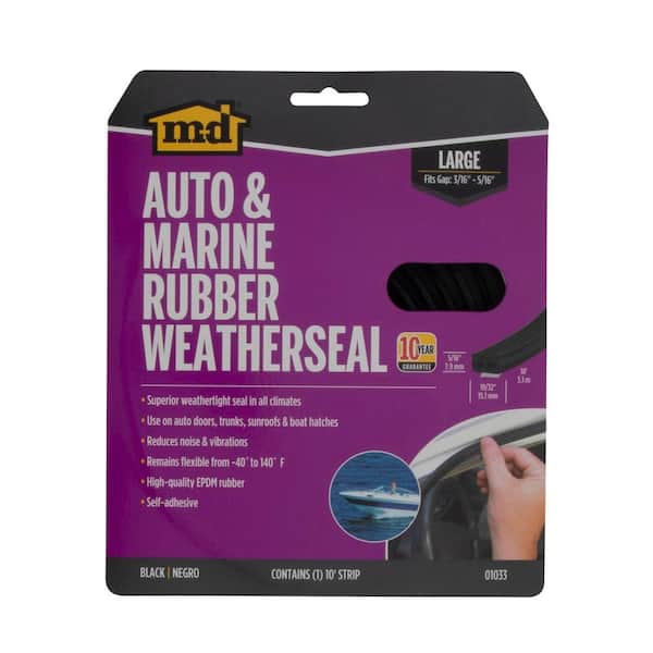 M-D Building Products - 10 ft. Black Large Rubber Auto and Marine Weatherstrip Adhesive for All Climates