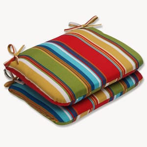 Striped 18.5 x 15.5 Outdoor Dining Chair Cushion in Red/Blue (Set of 2)