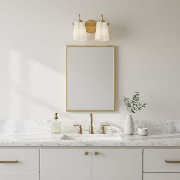 LARK Honey 13.25 in. 2 Light Distressed Brass Vanity Light