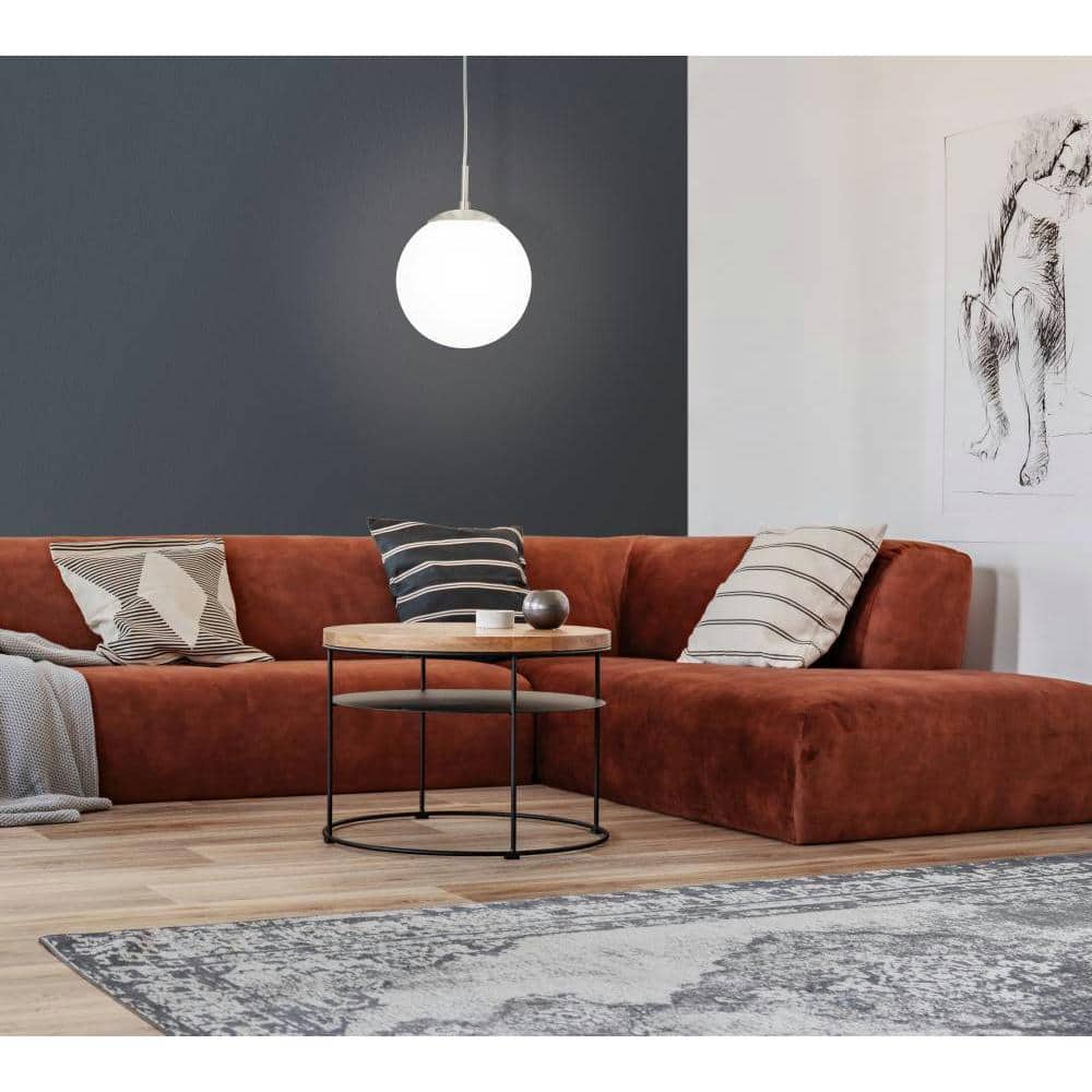 Matte Nickel Frosted Glass Globe Pendant Light