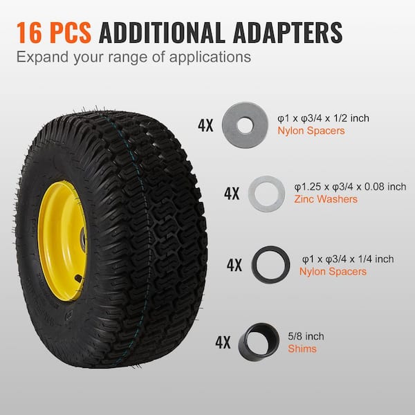 Lawn Mower Tires with Rim, 15x6-6 in. Tubeless Tractor Tires, 2-Pack Tire and Wheel Assembly, 3 in. Offset Hub