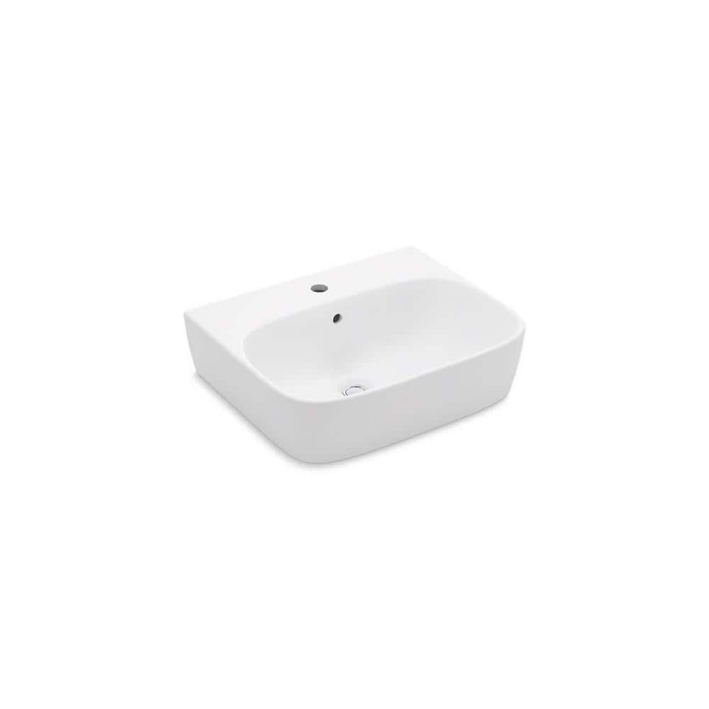 White Ceramic Modern Wall-Mount Bathroom Sink
