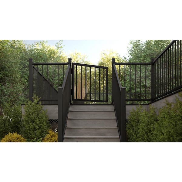 FORTRESS Inspire Railing 51 in. H x 2.5 in. W Aluminum Black Sand Post with Brackets