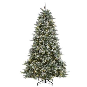 7-1/2 ft. Feel Real Snowy Morgan Spruce Hinged Tree with 700 Dual Color (R) LED Lights and PowerConnect