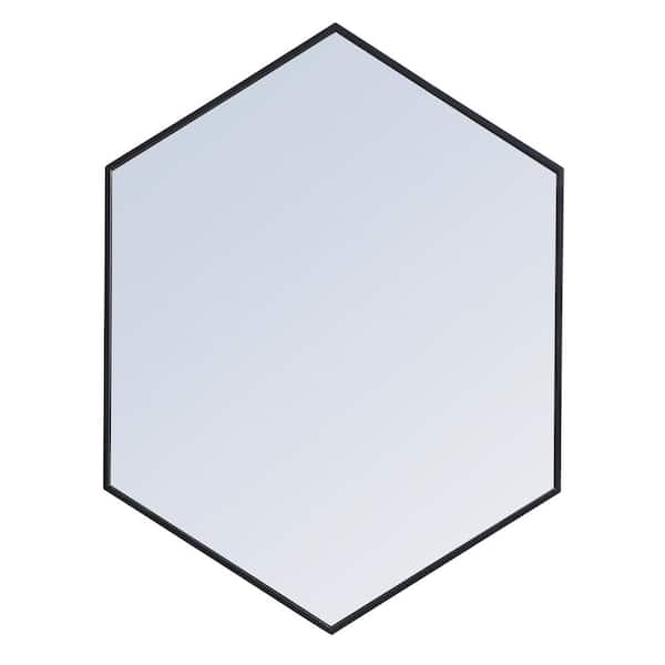 Unbranded Timeless Home 30 in. W x 40 in. H x Contemporary Metal Framed Hexagon Black Mirror