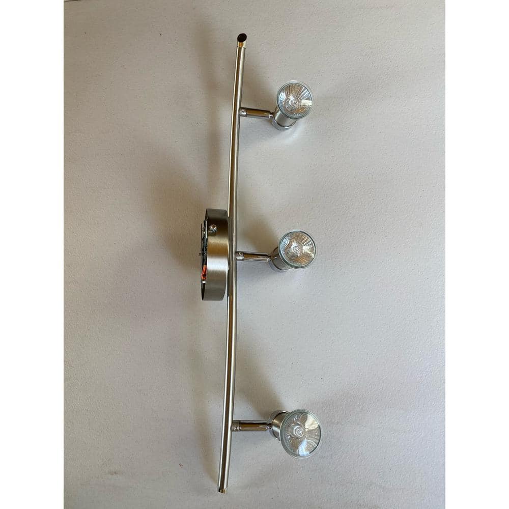 Satin Nickel 3-Light Adjustable Track Lighting Fixture