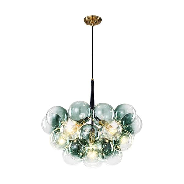HUOKU Alma 6-Light 24.8 in.W Brass and Black Cluster Bubble