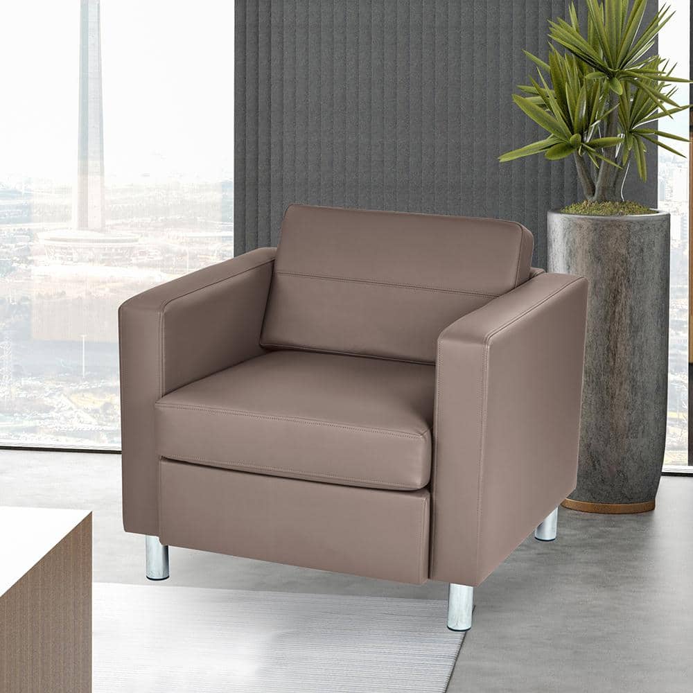 Gray Faux Leather and Metal Accent Chair