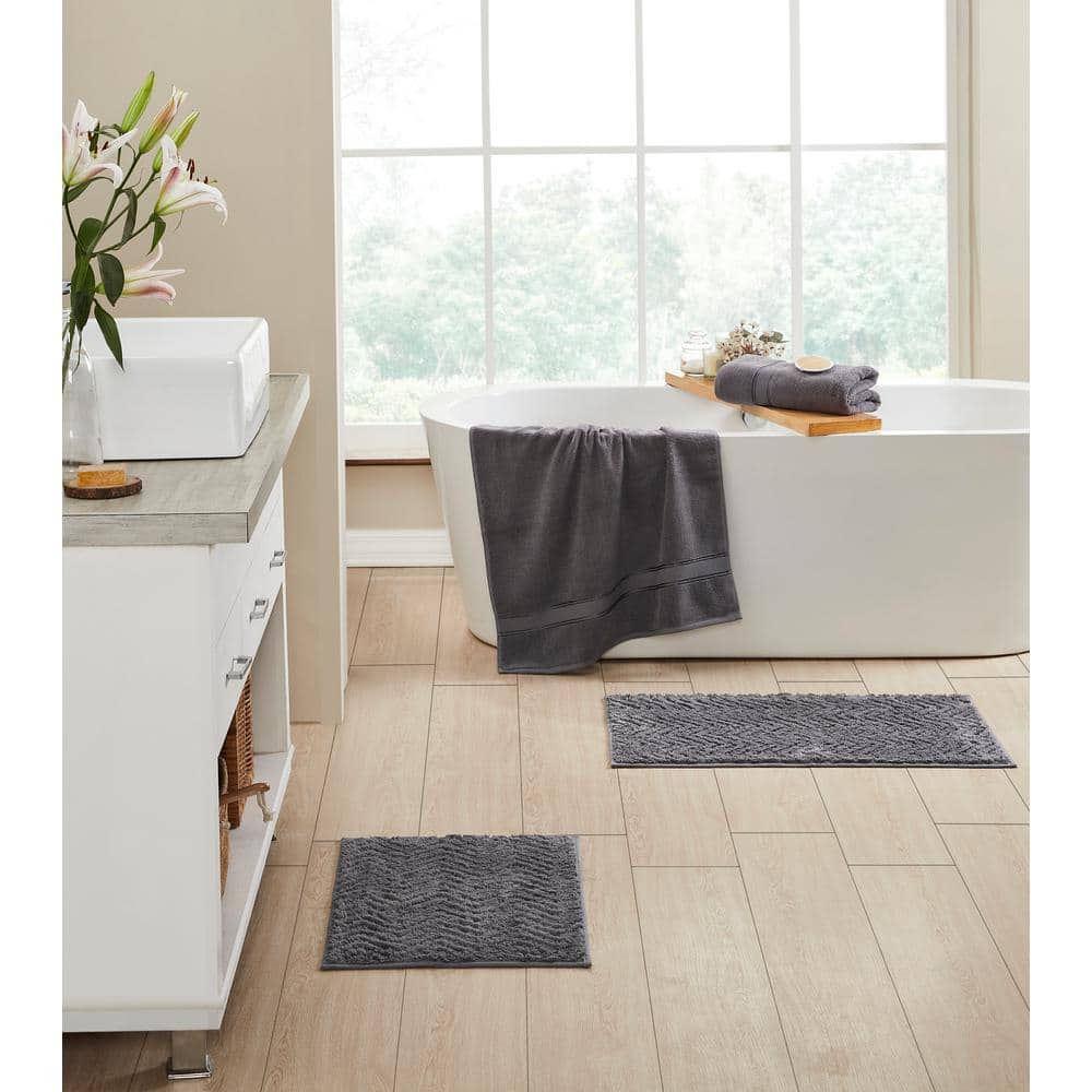 Better Trends Chelsea 100% Cotton 4 Piece Bath Mat & Towel - Gray, Size: 17 inch x 24 inch | 20 inch x 30 inch | 2 Pcs 27 inch x 54 inch
