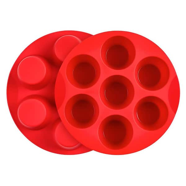 2 Pack Silicone Egg Bite Molds 7-Cavity Muffin Pan Oven Air Fryer Pot Compatible Nonstick Baking Pan