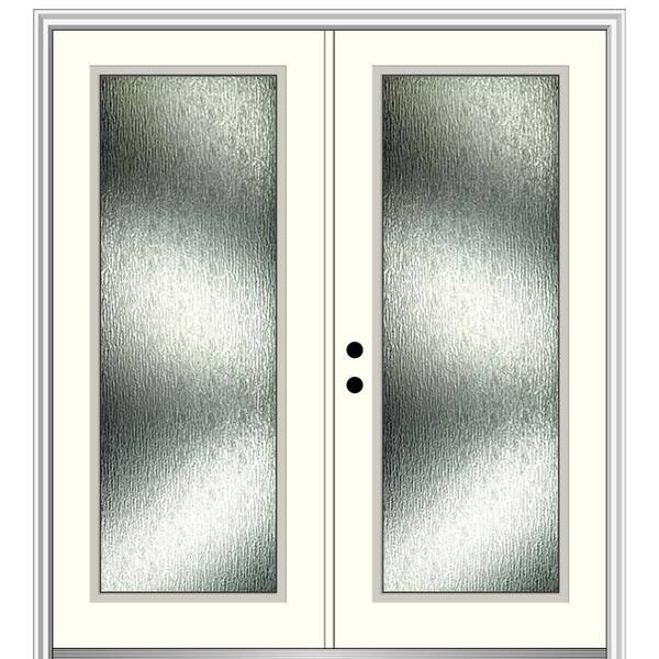 MMI Door Rain Glass 68 in. x 80 in. Right-Hand Inswing Alabaster Fiberglass Prehung Front Door on 4-9/16 in. Frame