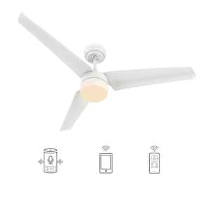 Attis 52 in. Integrated LED Indoor White Smart Ceiling Fan with Light and Remote, Works with Alexa and Google Home