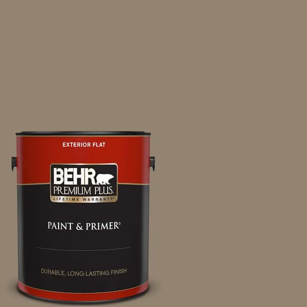 BEHR PREMIUM PLUS 1 gal. Home Decorators Collection #HDC-FL13-11 Hunt Club Brown Flat Exterior Paint & Primer