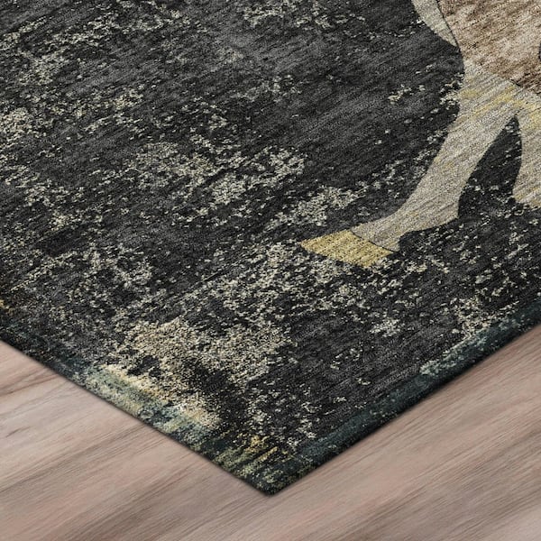 Chantille Machine Washable Indoor/Outdoor Abstract ACN3109 Black 3 ft. x 4 ft. Area Rug