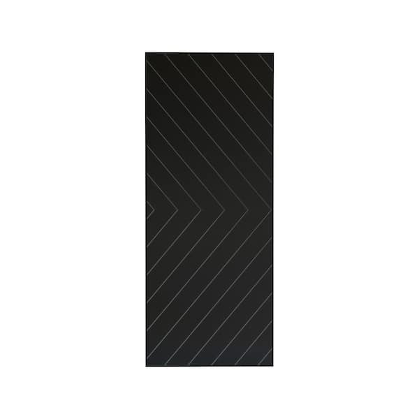 TRUporte Sherwood Arrow Design 36 in. x 88 in. Chocolate Ash Finished MDF Sliding Barn Door with Hardware Kit in Black