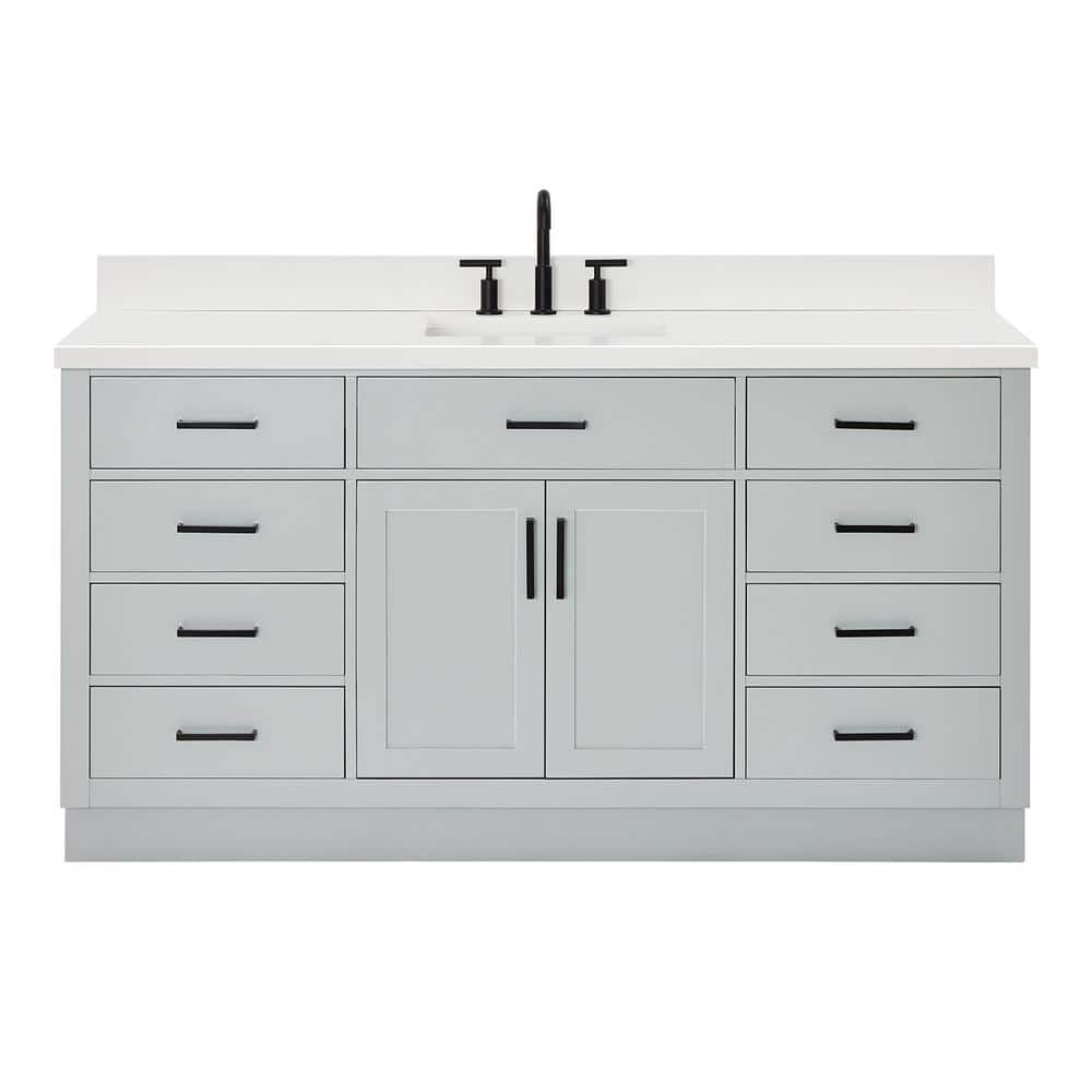 Hepburn 67" Gray Freestanding Single Vanity with Quartz Top
