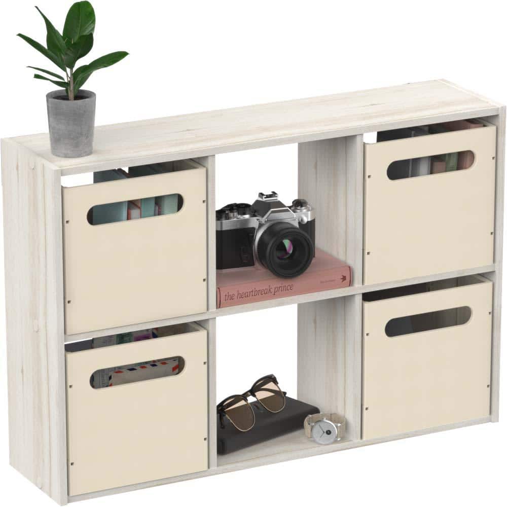 Bleached Walnut 6-Cube Mini Desktop Organizer