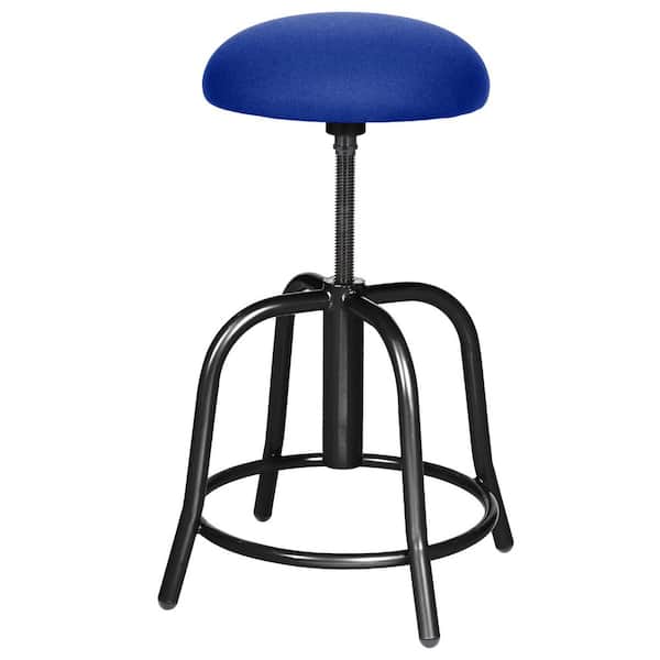 HAMPDEN FURNISHINGS Vince Collection 18-25 in. Adjustable Height, Black Metal Frame, Fabric Padded Swivel Stool, Dark Blue Seat