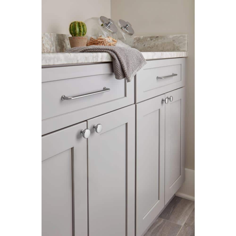 Polished Chrome Round Cabinet Knob with Mounting Hardware