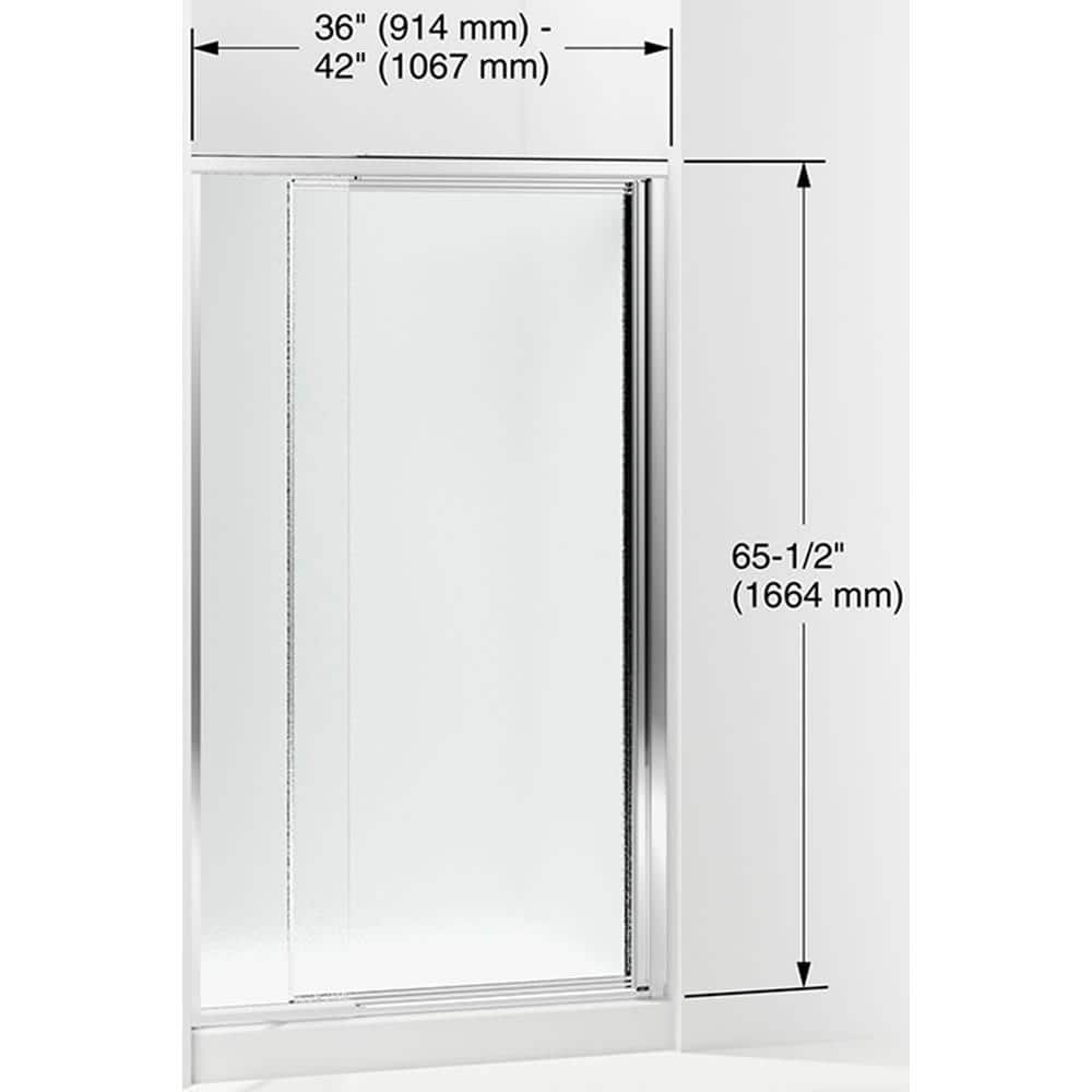 Vista Pivot II Silver Pebbled Glass 42'' x 65.5'' Shower Door