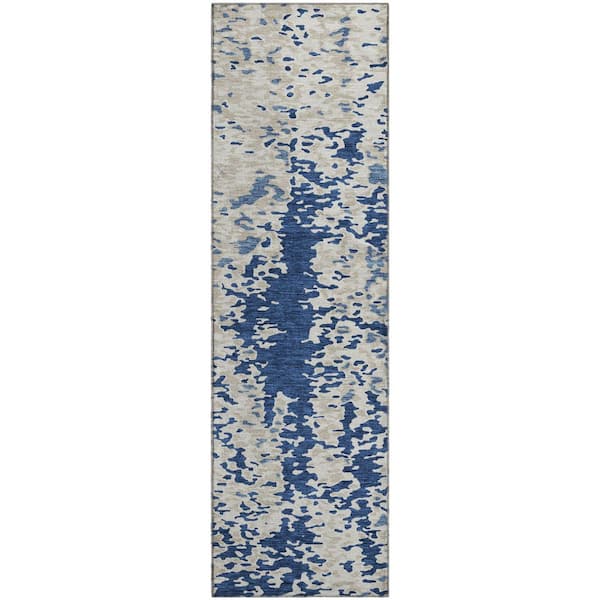 Addison Rugs Mayfield Premium Machine Washable Abstract AMF944 Navy 2 ft. 3 in. x 7 ft. 6 in. Runner Rug