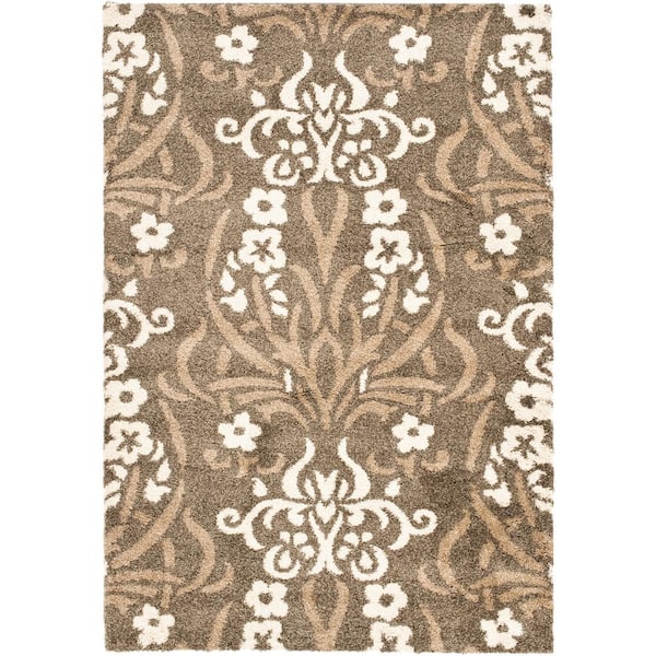 Florida Shag Smoke/Beige 4 ft. x 6 ft. Antique Floral Area Rug