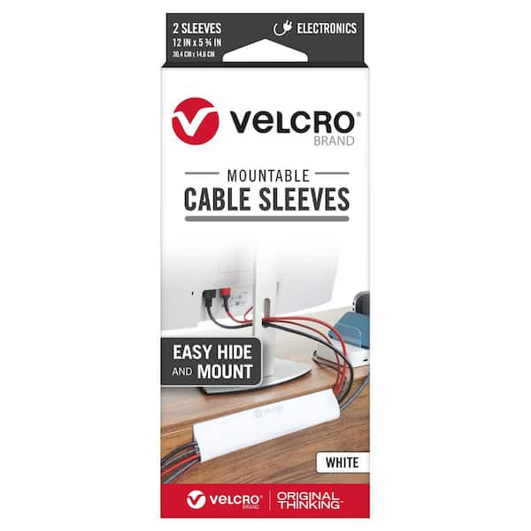 VELCRO 12 in. x 5.75 in. 2 ct 4/24 Mountable Cable Sleeves White