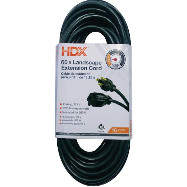 HDX 60 ft. 16/3 Extension Cord, Green