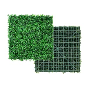 10 in. x 10 in. Artificial Grass Mixed Sod Plugs for Indoor Outdoor Patio, Balcony, Party, Garden Fence, Green (12-Pack)
